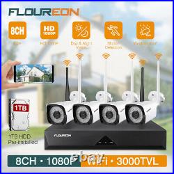 FLOUREON 1TB 1080P 8CH Wireless CCTV System outdoor IP Camera NVR Recorder Kit
