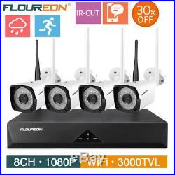 FLOUREON 8CH 1080P Wireless NVR 1080P Indoor/Outdoor IP Cameras CCTV System Kit