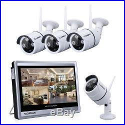 FLOUREON 8CH 12 Monitor 1080P WIFI NVR Outdoor CCTV Camera Wireless System Kit