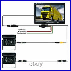 For Caravan Truck Lorry 4 Pin 15M 7 Monitor Dual Rear View Reverse Camera Kit