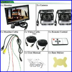 For Caravan Truck Lorry 4 Pin 15M 7 Monitor Dual Rear View Reverse Camera Kit