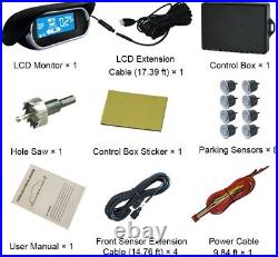 Front and Rear 8 Sensors LCD Display Alarm Car Reverse Parking Kit Multicolor UK