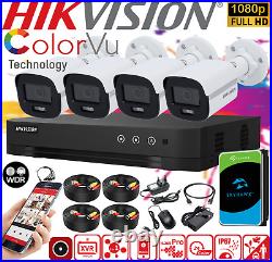 HIKVISION 1080P ColorVu NIGHT VISION Outdoor BULLET CCTV CAMERA 4CH DVR +1TB HDD