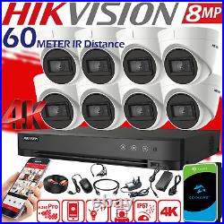 HIKVISION 4K CCTV Security Camera System 8MP Night Vision Outdoor 60M IR Kit UK