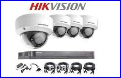 HIKVISION 5MP 4Ch Dvr 4x 5MP VANDAL PROOF DOME Camera HD CCTV System, 2TB HDD UK
