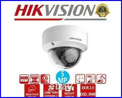 HIKVISION 5MP 4Ch Dvr 4x 5MP VANDAL PROOF DOME Camera HD CCTV System, 2TB HDD UK