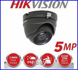 HIKVISION 5MP 4Ch Dvr & 4x HD TVI 5MP Camera's HD CCTV System GRAY, 2 TB HDD UK