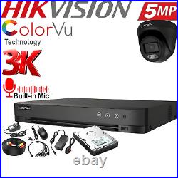 HIKVISION CCTV SECURITY SYSTEM 5MP AUDIO MIC CAMERA ColorVU Outdoor Night Vision