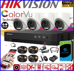 Hikvision 1080P HDMI DVR CCTV ColorVu Camera Home Security System Kit Outdoor HD