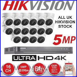 Hikvision 16ch 5mp 4k Uhd Cctv System Outdoor 40m Exir Night Vision Camera Kit