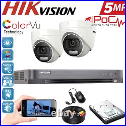 Hikvision 4CH 5MP ColorVU PoC DVR CCTV Camera Home Security System Kit Outdoor