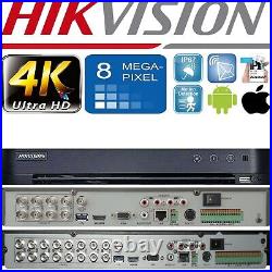 Hikvision 4K 8MP CCTV HDTVI Camera A. I DVR System UHD 60M EXIR Night Vision Kit