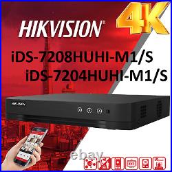 Hikvision 4K 8MP COLORVU CCTV Home Audio CAMERA SYSTEM DVR + 2TB HDD IP67 KIT UK