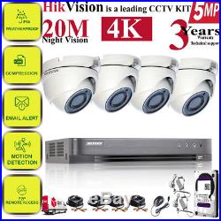 Hikvision 4ch 5mp 4k Uhd Cctv System Outdoor 20m Exir Night Vision Camera Kit
