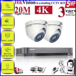 Hikvision 4ch 5mp 4k Uhd Cctv System Outdoor 20m Exir Night Vision Camera Kit