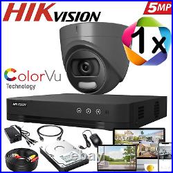 Hikvision 5mp CCTV system Outdoor security camera Night vision ColorVu Grey Kit