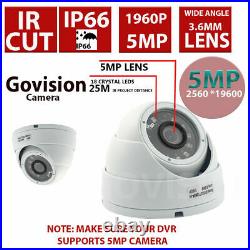 Hikvision 5mp Cctv System 4ch Dvr Hd Dome Camera White Night Vision Outdoor Kit