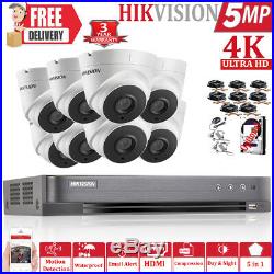 Hikvision 5mp Cctv System Full Hd 4k Dvr 4ch 8ch Exir 40m Nightvision Camera Kit