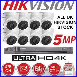 Hikvision 5mp Cctv System Uhd 4k Dvr 4ch 8ch Exir 40m Night Vision Camera Kit Uk