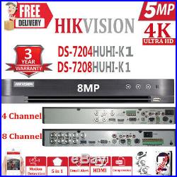Hikvision 5mp Cctv System Ultrahd 4k Dvr 8ch Exir 20m Night Vision Camera Kit Uk