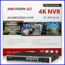 Hikvision 8 CH Channel 4K 8MP NVR with 6 x 2MP Dome IP POE Camera Security System