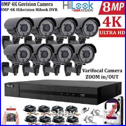 Hikvision 8mp Cctv 4k Uhd Dvr 4ch 8ch System Varifocal Zoom Camera Security Kit