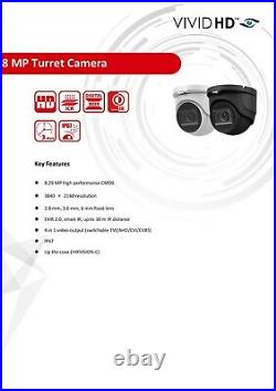 Hikvision 8mp Cctv System 4k 4ch Dvr Outdoor VIVID Hd Dome Camera Security Kit