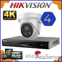 Hikvision Acusense Cctv System 8mp 4k Poe 4ch Nvr Darkfighter Dome Camera Uk Kit