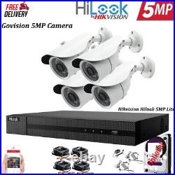 Hikvision CCTV Camera System 5MP 4CH DVR HDD Outdoor Home/Office Security Kit UK
