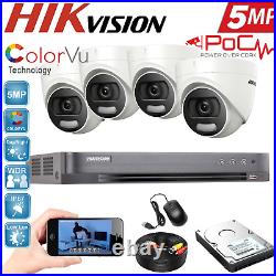 Hikvision CCTV System PoC 5MP 4CH DVR Dome Night Vision Home Security Camera Kit