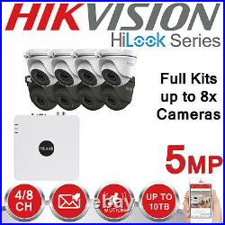 Hikvision Cctv System 5mp 4ch 8ch Dvr Hd Dome Camera White Grey Home Outdoor Kit