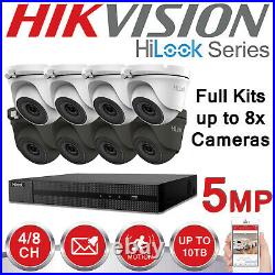 Hikvision Cctv System 5mp 4ch 8ch Dvr Turbo Dome Hd Turret Camera White Grey Kit