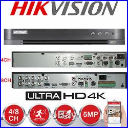 Hikvision Cctv System Ultrahd 4k Dvr 4ch & 8ch With 5mp Night Vision Camera Kits