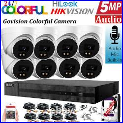 Hikvision ColorVu CCTV System 5MP DVR Indoor Outdoor Microphone Audio Camera Kit