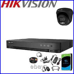 Hikvision Colourvu 5mp Cctv System Uhd Audio MIC Dvr Cameras Security Black Kit