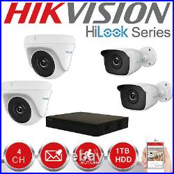 Hikvision Hilook Cctv Camera Kit 2mp 2x Bullet & 2 Dome 2mp 1tb Hdd System White