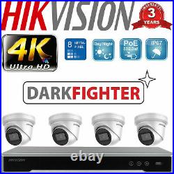 Hikvision Nvr 4ch 4 Camera Ip Poe Cctv System Uhd 4k 8mp Dark Fighter Cctv Kit
