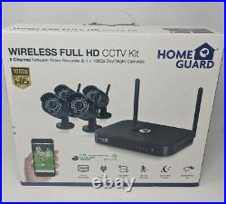HomeGuard Wireless Full HD CCTV Kit, 8 Channel NVR, 4 Cameras, 1TB Boxed