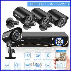 KKmoon 8CH 1080P AHD DVR 4PCS FHD 2MP Bullet CCTV Camera Kit Night Vision K1P3