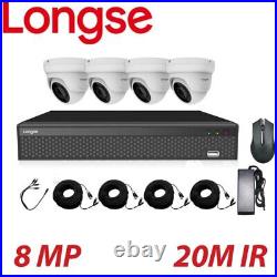 LONGSE 8MP CCTV Camera System 4K DVR UHD Night Vision Outdoor Home&Office Kit UK