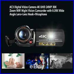 ORDRO AC3 4K Ultra 24MP DV 30X Zoom WIFI Night Vision Digital Video Camera Kit