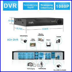 Outdoor 1080P 8CH DVR Home Surveillance CCTV Kit Security Camera System With 2TB