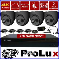 PROLUX CCTV 4K 8MP UHD 50M Night Vision Outdoor 4CH DVR Home Security System Kit