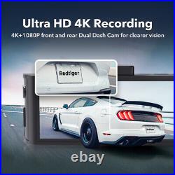 REDTIGER 4K Dash Cam Front and Rear Free 128GB Card, Hardwire kit, Polarizing Lens