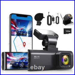 REDTIGER 4K Dash Cam Front and Rear Free 128SD+Hardwire kit+Suction Cup Mount