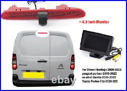 Rear View Brake Light Reversing Camera for Berlingo Partner 4.3 Monitor 2008-21