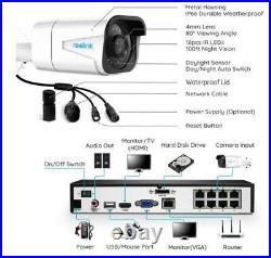 Reolink 4K PoE HD Security Camera System 8CH NVR 4 CAM 8MP Camera Kit RLK8-800B4