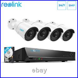 Reolink 8CH NVR Outdoor PoE Security System Kit Night Vision 4x5MP Cameras