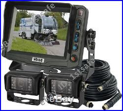 Reversing 2-camera Kit Revese System 5 Rear View LCD For Forklift Rv Ag Tractor