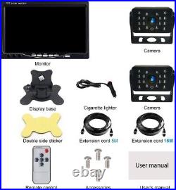 Reversing Camera Kit, 2pcs Backup Cameras Waterproof Night Vision, 7 Monitor